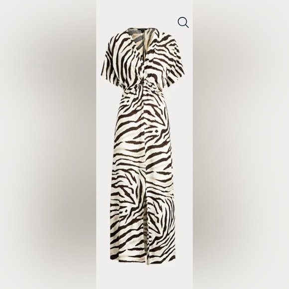 Lauren Zebra Print Linen Maxi Dress Large like new condition - Picture 1 of 8